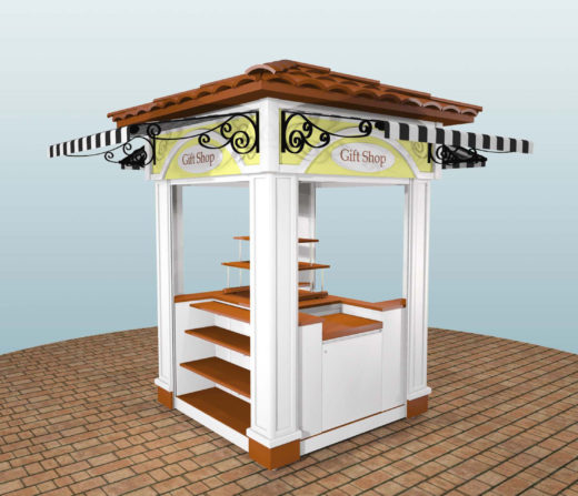 Outdoor Retail Merchandising Unit RMU Cart Or Kiosk For Shopping Malls